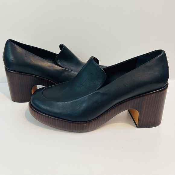 NEW! VINCE NARISSA PLATFORM LEATHER Luxury Heeled Shoes Size 9.5 Black Office - Picture 12 of 12